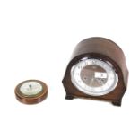 A 1930's Smiths mantel clock and a small circular barometer