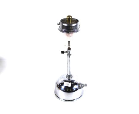 A Tilley "Special" all chrome table lamp with an unusual gallery