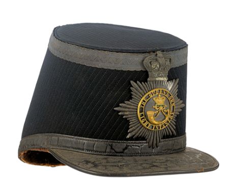 2nd Royal Tower Hamlets Militia Victorian Officer’s quilted shako.A good scarce example of dark blue cloth; around to top of 