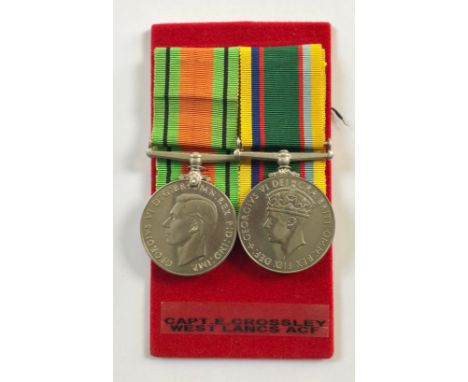 Army Cadet Corps Long Service &amp; Good Conduct Medal Pair.Awarded “CAPT E CROSSLEY”. Comprising: Defence Medal, Cadet Force