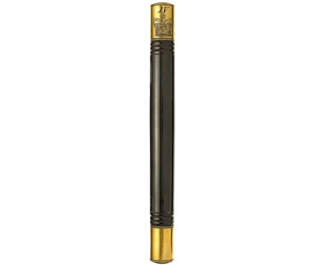 William IV Tipstaff of Office.A fine scarce example. Black ebonised polished wooden shaft with brass end caps bearing rope ed