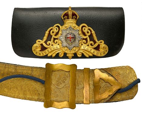 2nd Life Guards Officer’s pouch belt and pouch.A good scarce post 1901 example. Two and a half inch gold oakleaf lace belt li