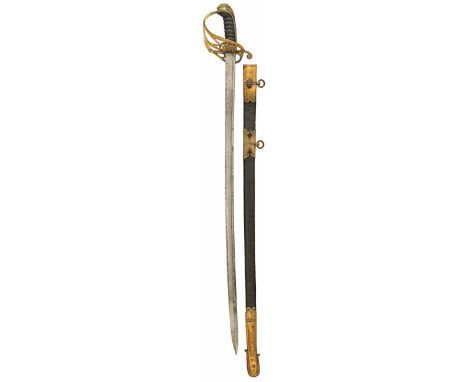 William IV Period 1822 Infantry Pattern Officer’s Sword.This example with single edged piped back blade with etched panel bea