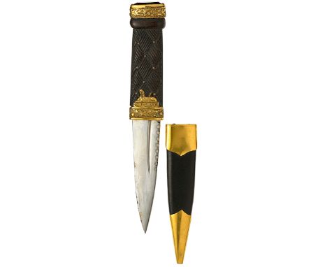Scottish. Q.O. Cameron Highlanders Officer’s Skein DhuA good example with clipped back steel blade and ebonised interlaced Ce