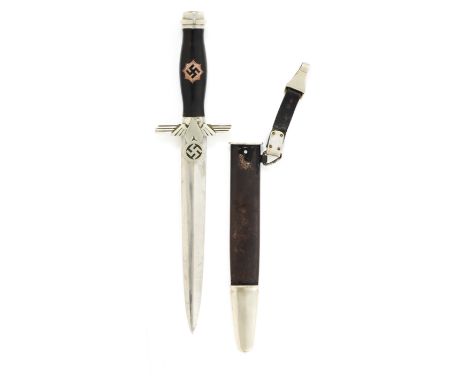 German Third Reich 2nd pattern RLB dagger by EH Horster, Solingen.A good scarce example adopted in 1938. Black turned ebonise