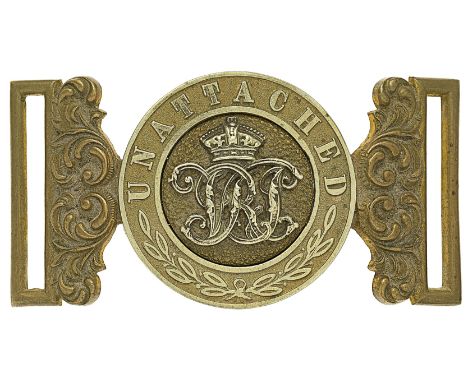 Indian Army. Unattached List Victorian Officer’s waist belt clasp.A good scarce British made silver and gilt interlocking exa