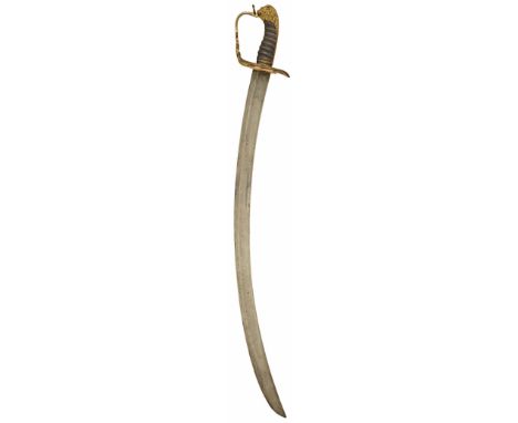 Napoleonic War, Battle of Waterloo Period British 1803 Pattern Officer’s Sword.This example the single edged curved blade, th