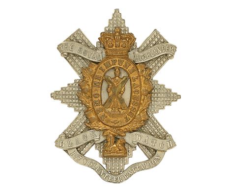 Scottish. 1st VB Black Watch (Royal Highlanders)Victorian Officer’s glengarry badge circa 1887-1901.A fine and scarce die-cas