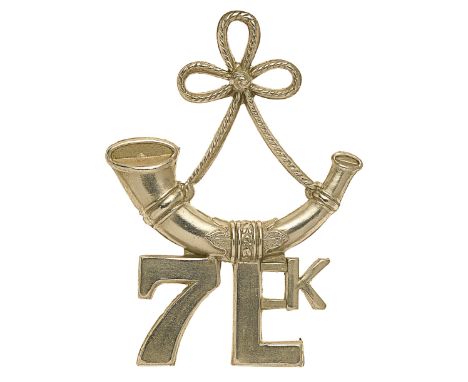 Scottish. 7th Lanarkshire Rifle Volunteers OR’s shako badge circa 1863-73.A good scarce die-stamped white metal example. Stru