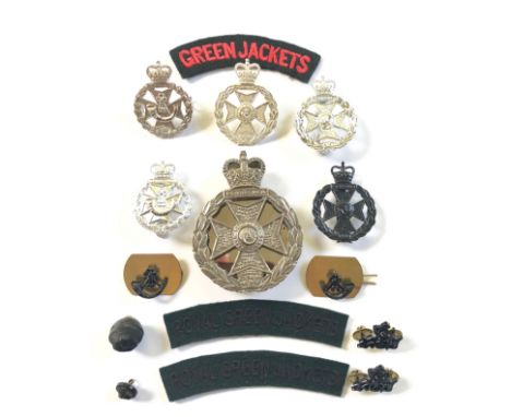 Various badges/insignia of Green Jackets Brigade/Royal Green Jackets interest.Brigade Officer’s and anodised cap badges ... R