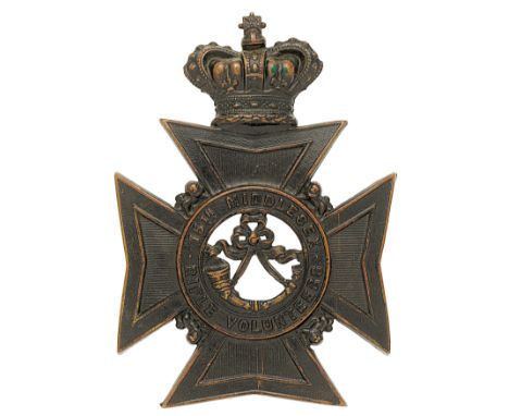 15th Middlesex (Customs &amp; Docks) Rifle Volunteers Victorian post 1880 OR’s helmet plate.A good scarce die-stamped blacken