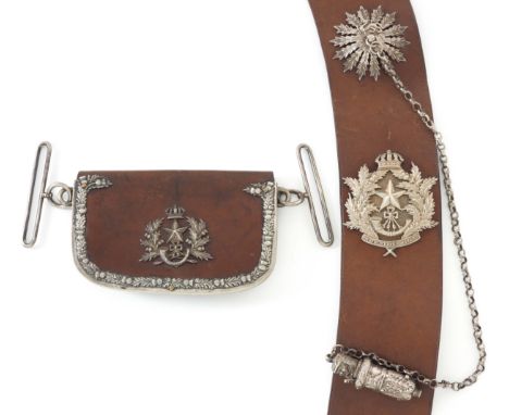 The Cameronians (Scottish Rifles) Militia Bn. Victorian Officer’s pouch &amp; beltA good scarce three inch wide brown leather