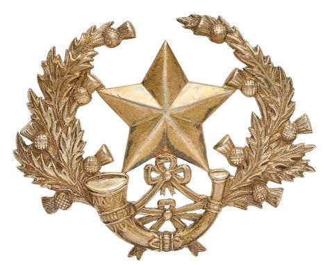 Scottish. Cameronians (Scottish Rifles) Officer’s 1914 Birmingham hallmarked silver glengarry badge.A very fine die-cast larg