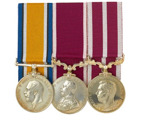 WW1 Royal Artillery Long Service Meritorious Service Medal Group of Three Medals.Awarded to “1402761 WO. CL1 E.G. BULLETT RA”