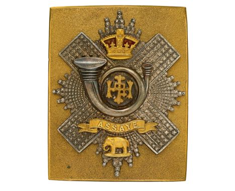 Scottish. Highland Light Infantry Victorian Officer’s HLI shoulder belt plate circa 1881-1901.A fine example. Seeded gilt rec