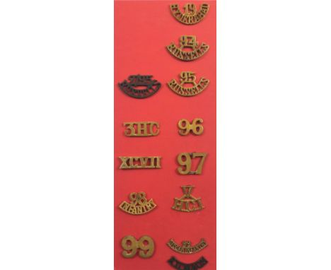 Indian Army. Shoulder titles of 19th Hyderabad Regiment and its predecessors.A good selection. (13 items)