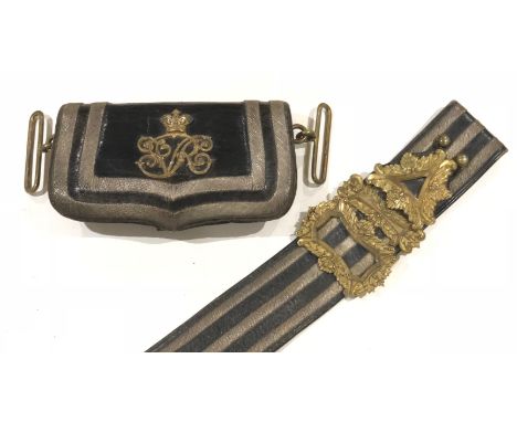Royal Army Medical Corps Victorian Officer’s Pouch Belt and Pouch.A good example.  The black Morocco leather pouch with gilt 
