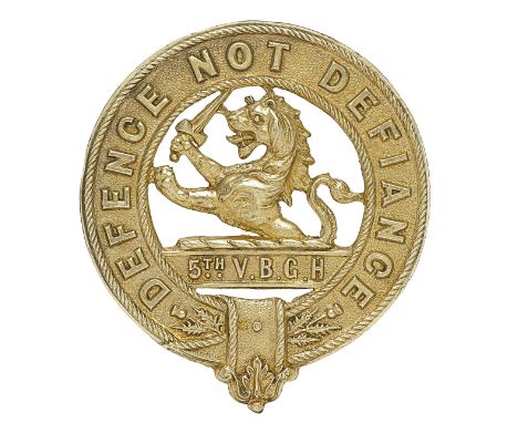 Scottish. 5th (Deeside Highland) VB Gordon Highlanders OR’s glengarry badge circa 1884-1908.A fine and scarce die-stamped whi