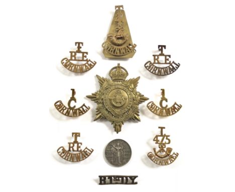 Cornwall related shoulder titles and insignia.T/4/bugle/CORNWALL ... T/4/5/bugle/CORNWALL ... 3 x T/RE/CORNWALL ... 2 x 1/C/C