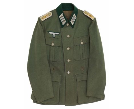 German Third Reich Army Engineer Officer’s tunic.A good late war field grey example with four pleated pocket and pebbled butt