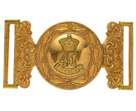 Indian Army. 41st Dogras Officer’s waist belt clasp circa 1903-22.A fine rare gilt example. Circlet ornamented with laurel; b