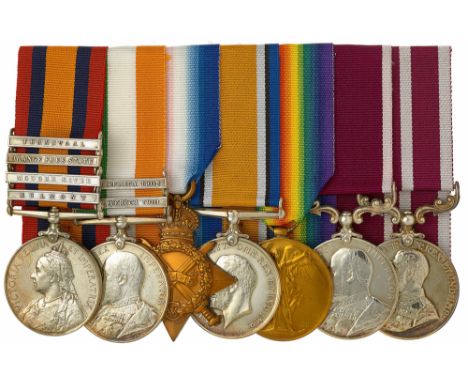 8th Bn Loyal North Lancashire Regiment Boer War / WW1 Meritorious Service Medal Group of Seven Medals.A fine “Old Soldiers” g