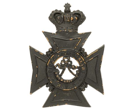 Scottish. 1st Lanarkshire Rifle Volunteer Corps Victorian OR’s helmet plate circa 1881-1901.A good scarce die-stamped blacken