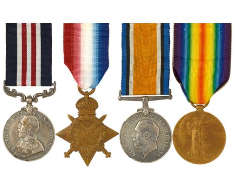 WW1 8th Bn. East Lancashire Regiment North Staffordshire Regiment Military Medal Group of 4.Awarded to “16569 SGT T.H. SCOWCR