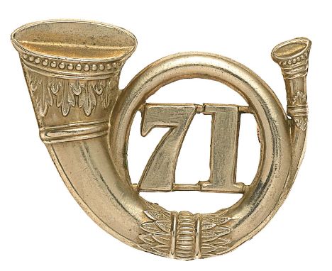 Scottish. 71st Foot (Highland Light Infantry) Victorian OR’s glengarry badge circa 1868-81.A good scarce die-stamped white me