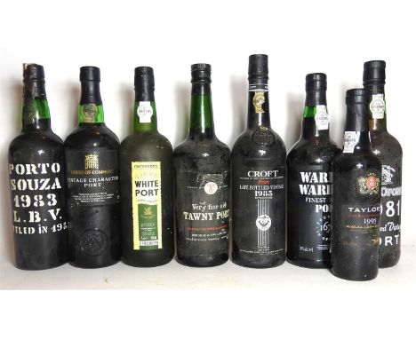 Assorted port to include: Porto Souza, 1983 , one bottle; Royal Oporto, 1981 , one bottle; Croft, 1983, one bottle; Warre's W