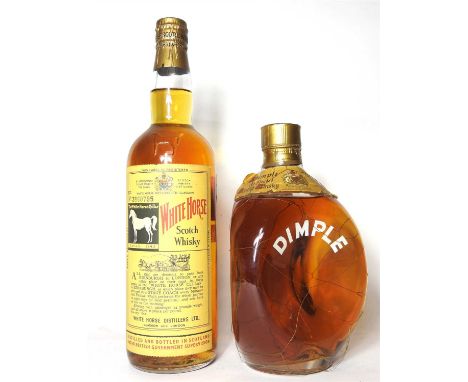 White Horse, Scotch Whisky, approximately 1970s one bottle and Dimple Scotch Whisky , one bottle, two bottles in total