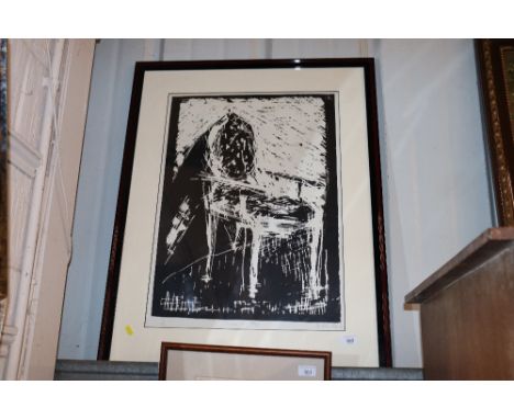Justin Earl, pencil signed print "Chair on Edge"