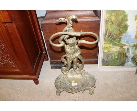 An early 20th Century brass stick stand in the Rococo style 
