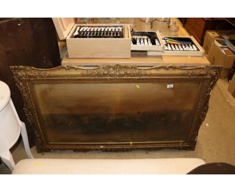 A large Victorian steeple chasing print in gilt frame