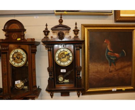 A Victorian walnut cased regulator type wall clock