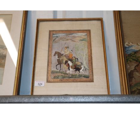 A Persian print depicting a hunting party