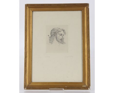 Reffet Oldfield, pencil signed etching of a bearded man