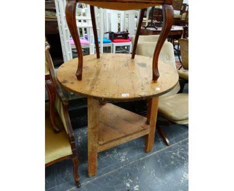 A PINE TWO TIER CRICKET TABLE