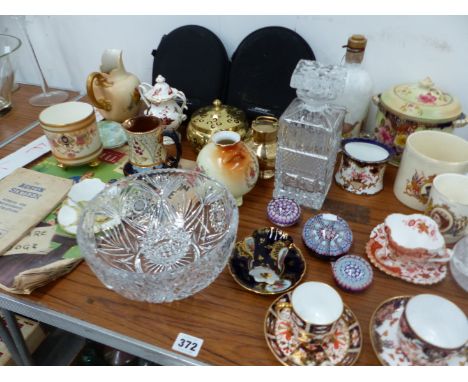 THREE PAPERWEIGTHS, DERBY COFFEE CAN AND SAUCER, OTHER ORNAMENTAL CHINA WARES, BOSE HEADPHONES AN AUSTIN SIXTEEN MAINTENANCE 