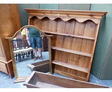 A PINED ENCLOSED THREE SHELF BACK DRESSER&nbsp;