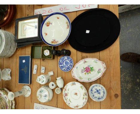 AN OPERA TOP HAT, OPERA GLASSES, CERAMICS AND FRAMED BOTANICAL PRINTS