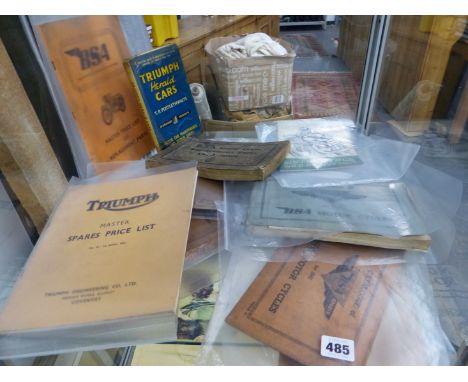 A COLLECTION OF VINTAGE BSA AND TRIUMPH MOTORCYCLE SPARES LISTS AND MAINTENANCE MANUALS