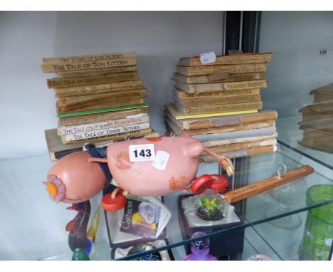 APPROXIMATELY 30 BEATRIX POTTER BOOKS TOGETHER WITH A PELHAM PUPPET COW