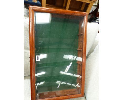 A GLAZED MAHOGANY TABLE TOP DISPLAY CASE