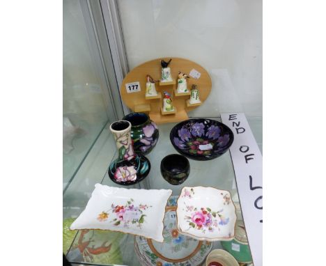 MOORCROFT, CROWN DERBY AND FIVE BIRD TOPPED CERAMIC THIMBLES
