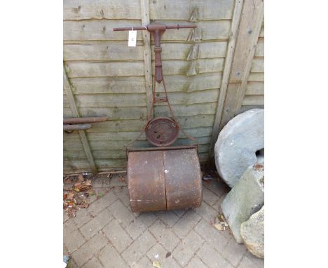 A CAST IRON GARDEN ROLLER