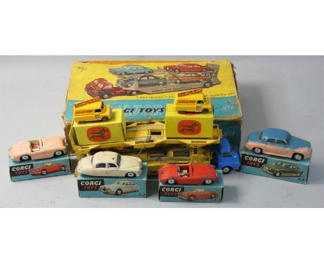 Corgi - a boxed Corgi Major Gift Set No. 1, to include Carrimore Car Transporter with six boxed cars; No. 204 Rover 90 Saloon