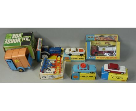 Various Makers - three die-cast model vehicles by Britain's to include Horse Box with Horse No.&nbsp;9547, Farm Implements Fa