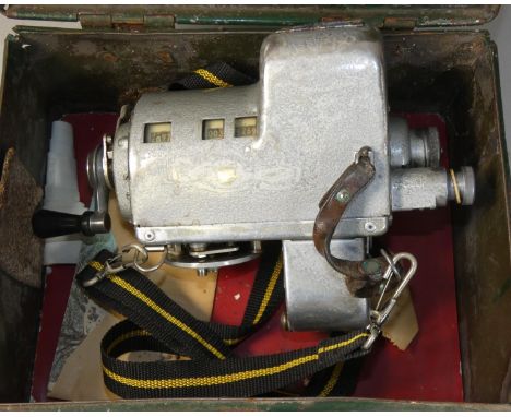 A vintage bus conductor's manual ticket machine, housed within a metal carry case numbered 'D232', believed to be from an Eas