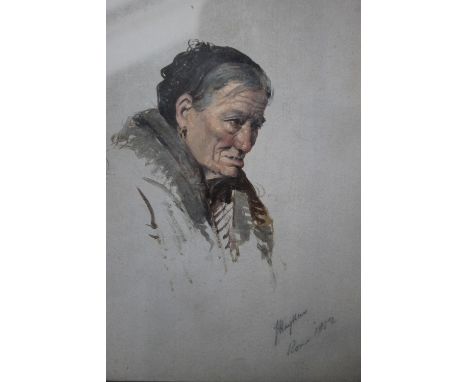 JAMES HAYLLAR (1829-1920). Portrait study of a Roman peasant woman, signed, dated 1852 and inscribed Rome lower right, oil on